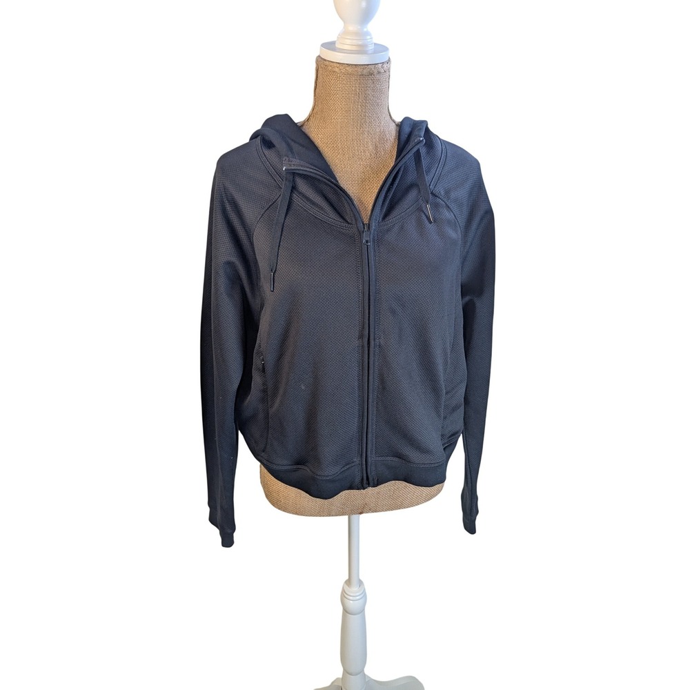 Athleta Black Textured Zip Up Hoodie Jacket Women's‎ Size XL Athletic Athleisure